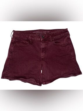 American Eagle Outfitters Women’s Maroon High-Rise Denim Shorts Size 10